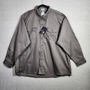 Lapco FR Men's 3XL 100% Cotton Casual Button Down Work Shirt Gray Moisture Manag